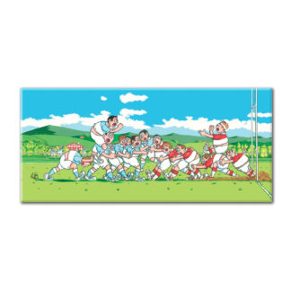 dessin Cortez rugby humour maul rouge et bleu