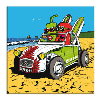 2 CV sur la plage d'Hendaye