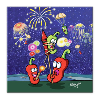 piment feu d'artifice 14 juillet fête national humour dessin