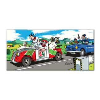 2CV pick up radar gendarmerie dessin humour