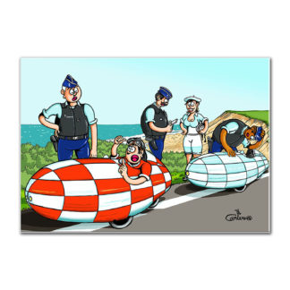 dessin vélomobile gendarmes velomobiel recumbent bike