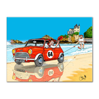 mini voiture plage humour dessin