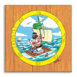 dessin Cortez humour toilettes du naufragé