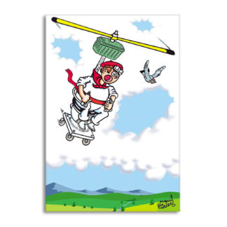 dessin Cortez pilote de chasse d'eau volante humour